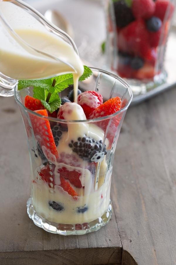 champagne sabayon with fresh berries in champagne flutes