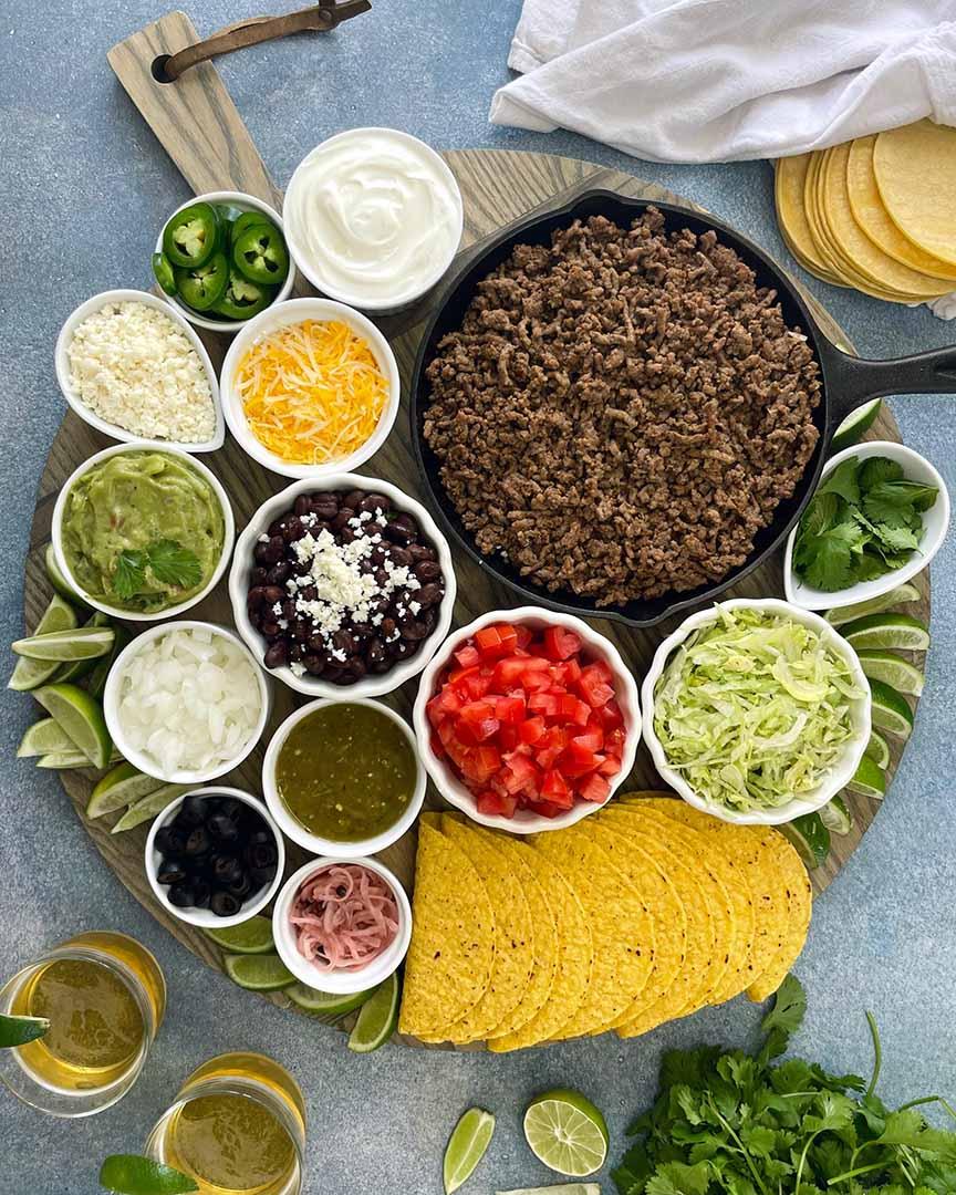 variety of taco toppings