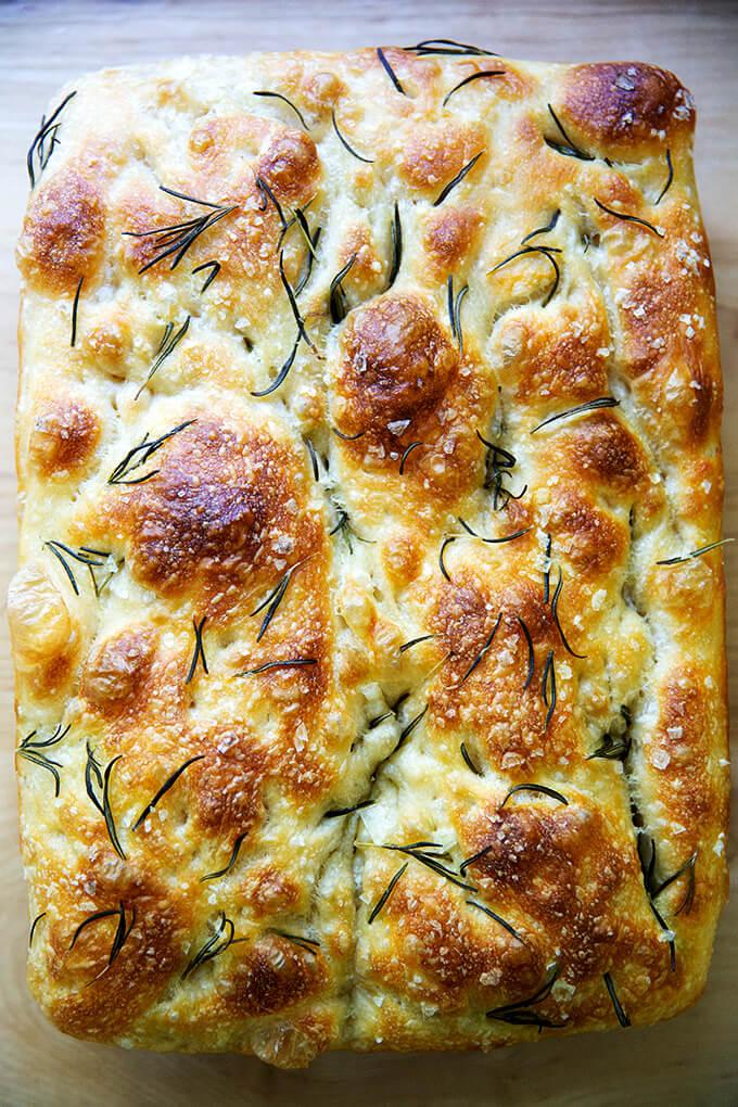 baked focaccia bread