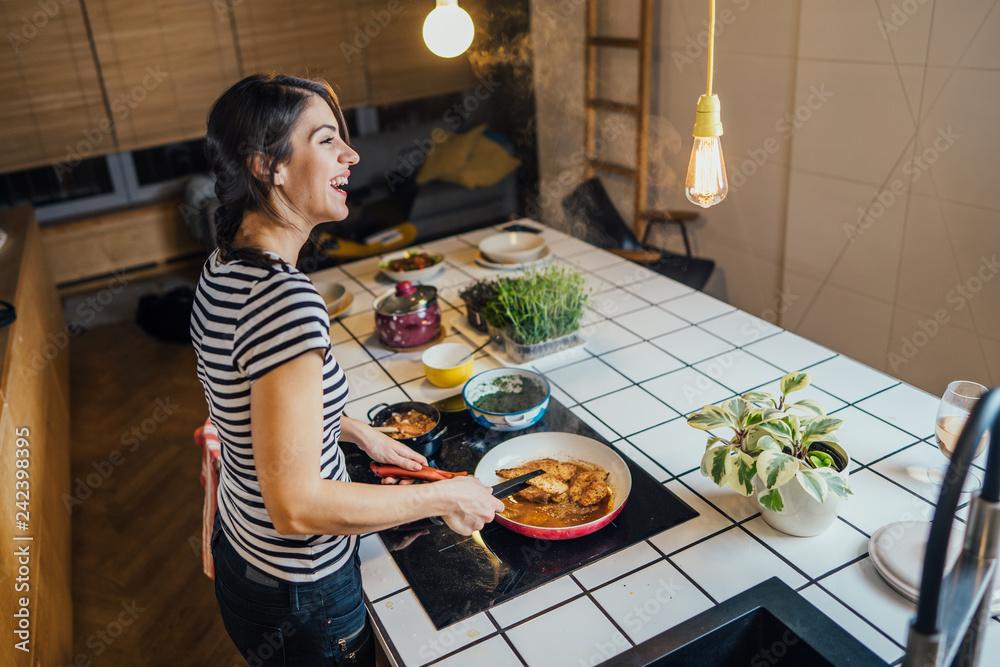 Woman enjoying a healthy and prepared meal