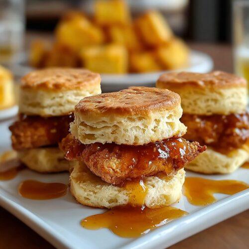 Chef prepping ingredients for hot honey chicken and biscuits on a rustic wooden counter