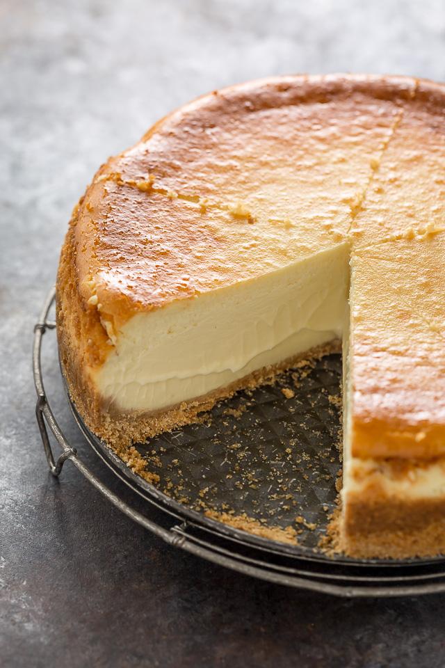 cheesecake baking in oven