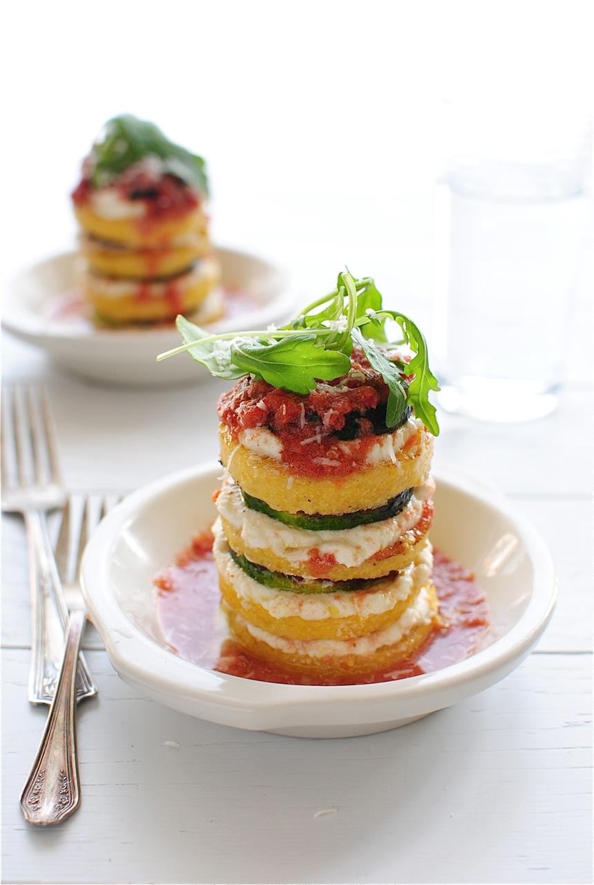 close-up shot of a stack of toasted coconut polenta cakes