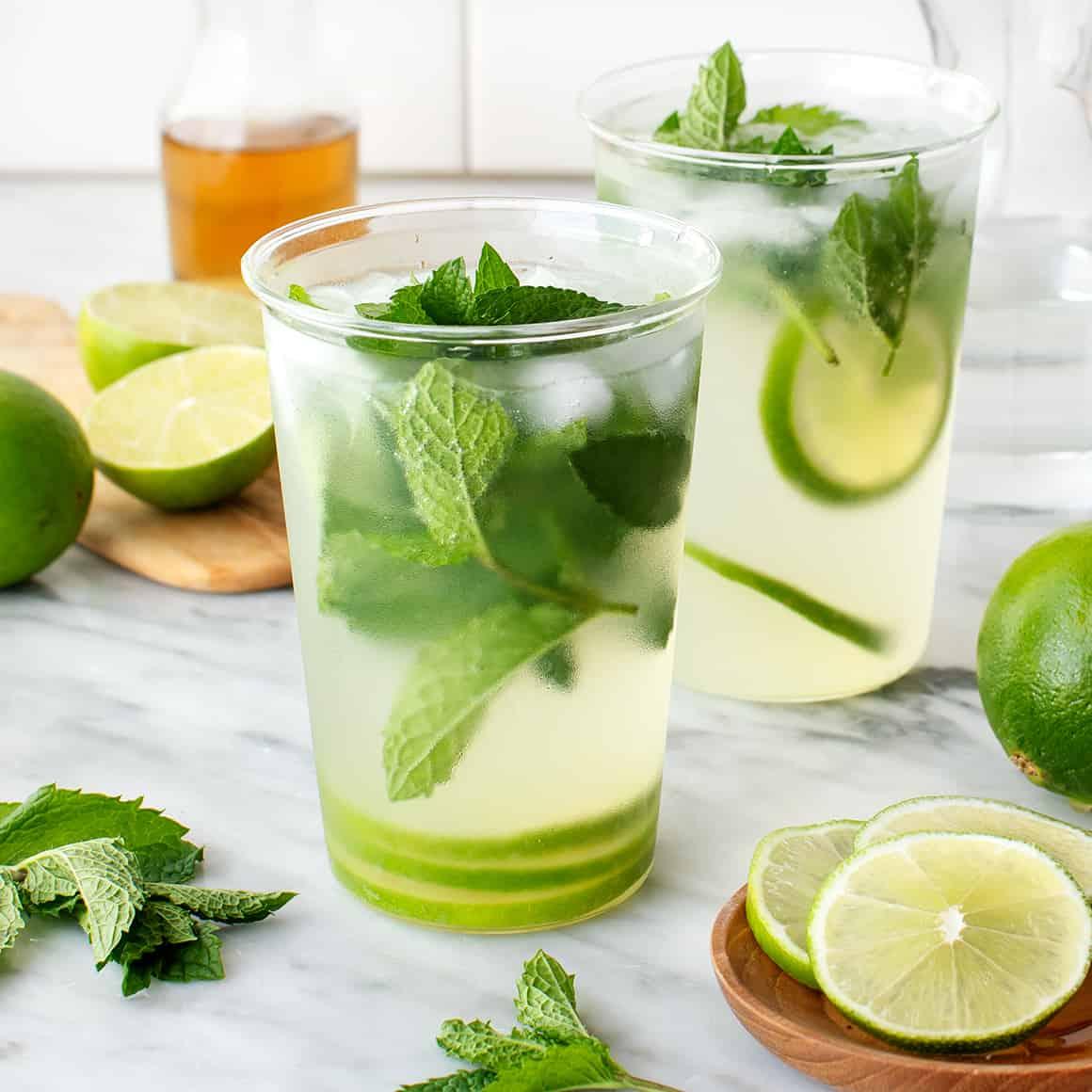 mojito cocktail with fresh mint and lime