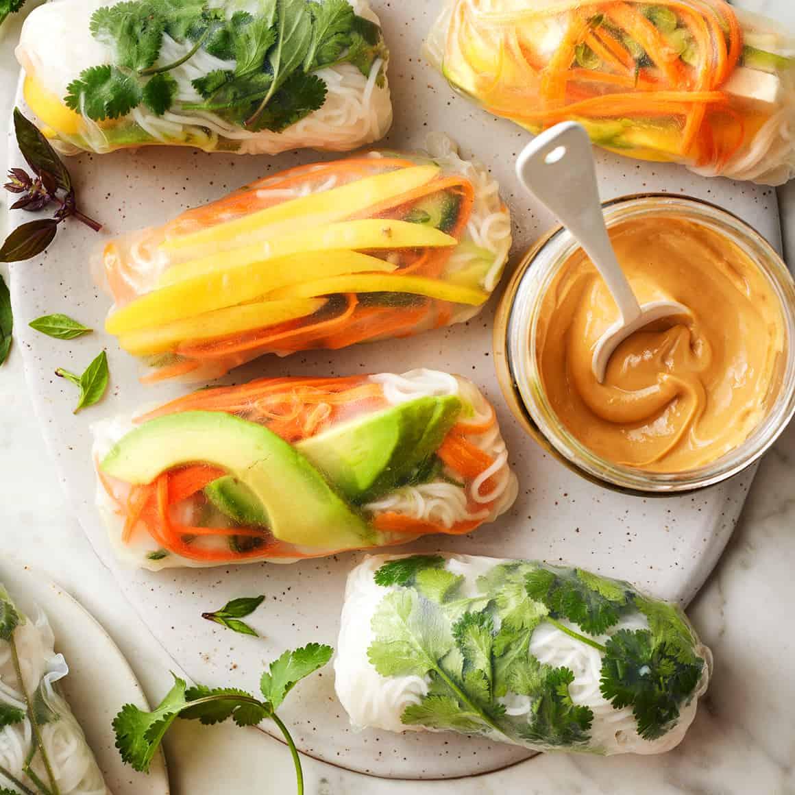 Various spring rolls with different fillings