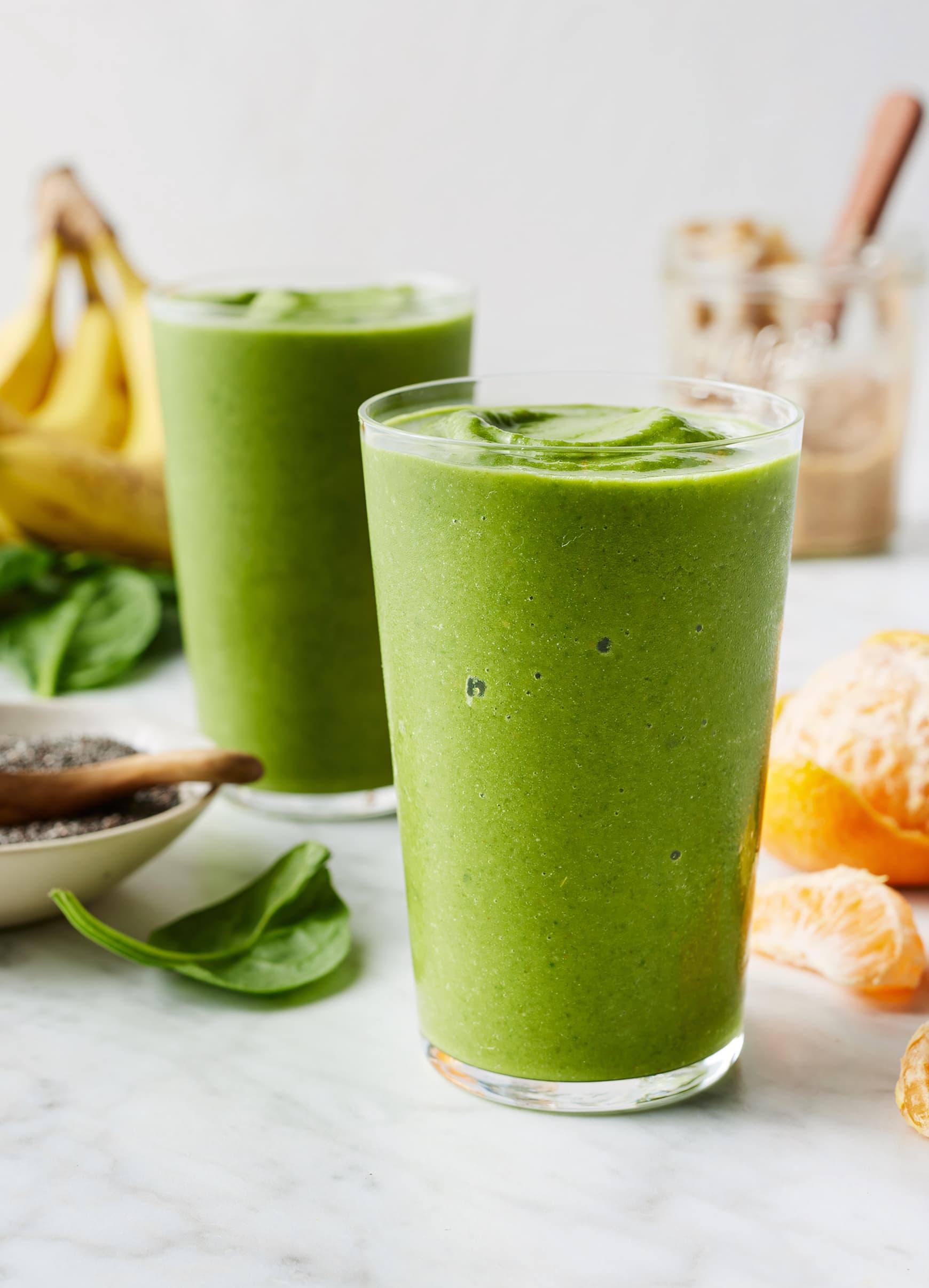 delicious leafy green smoothie in a glass