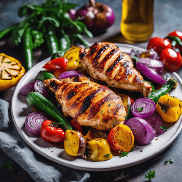 roasted vegetables served with grilled chicken