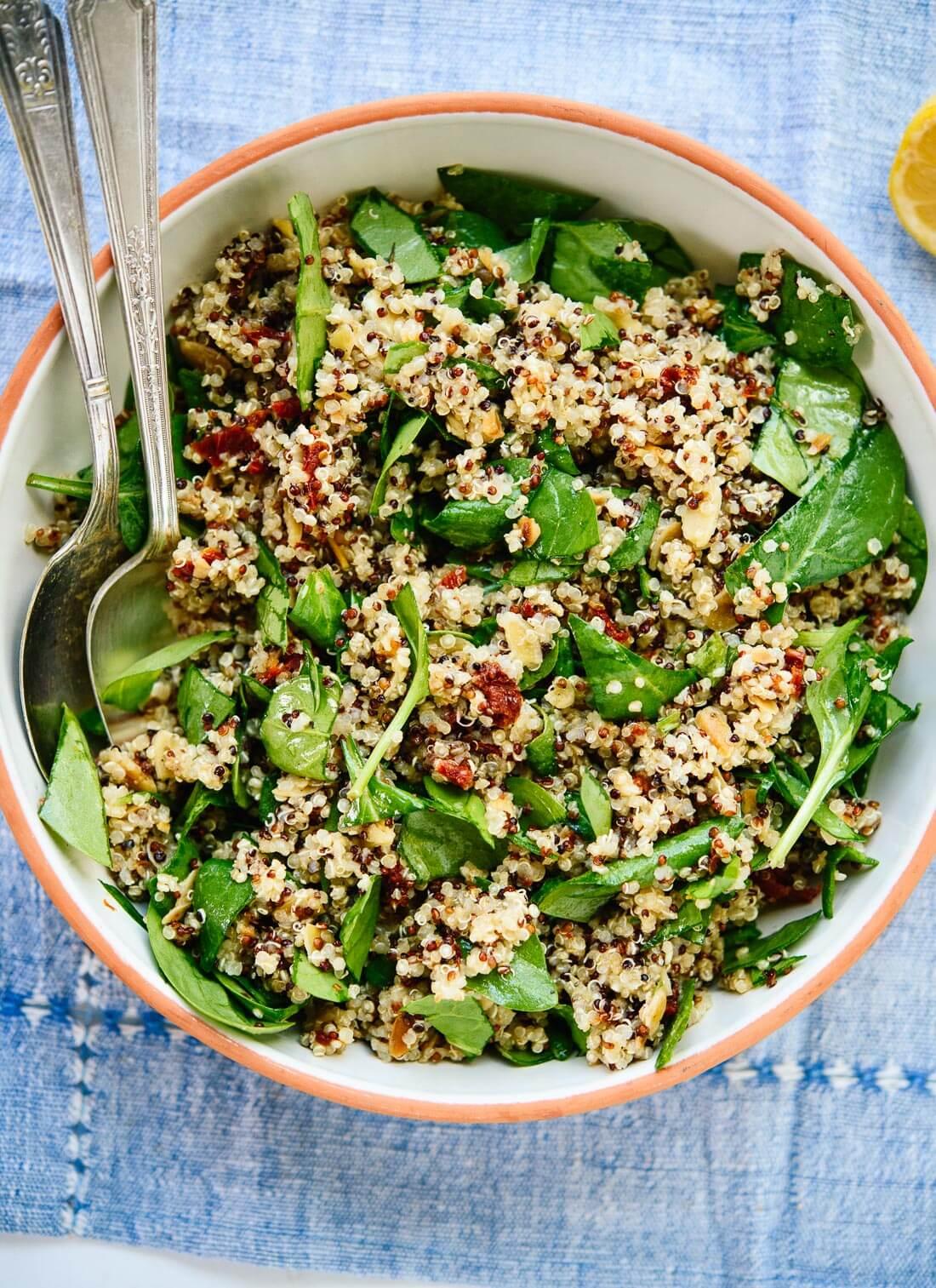 creamy quinoa salad with chickpeas and sun-dried tomatoes