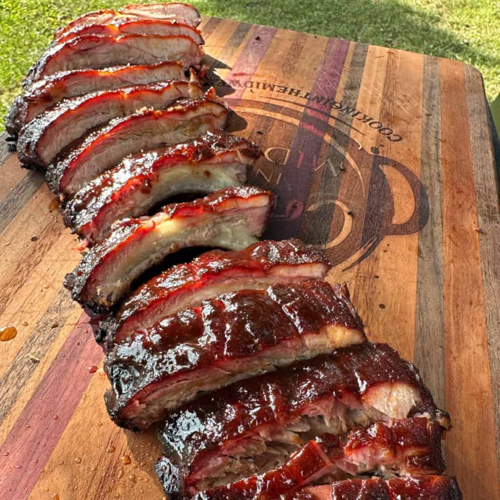 hickory smoked ribs, close-up shot