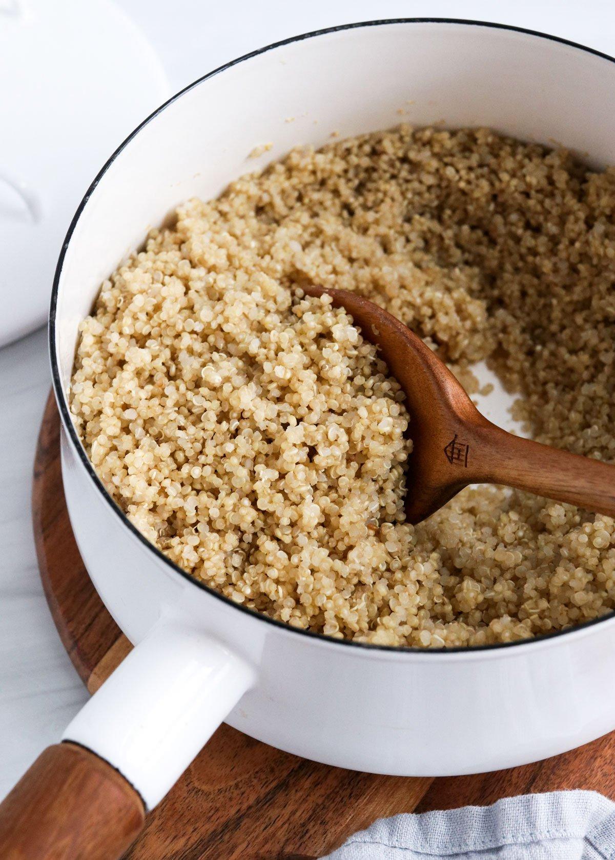 quinoa cooking in a pot