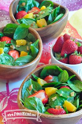 vibrant spring salad with bok choy and strawberries