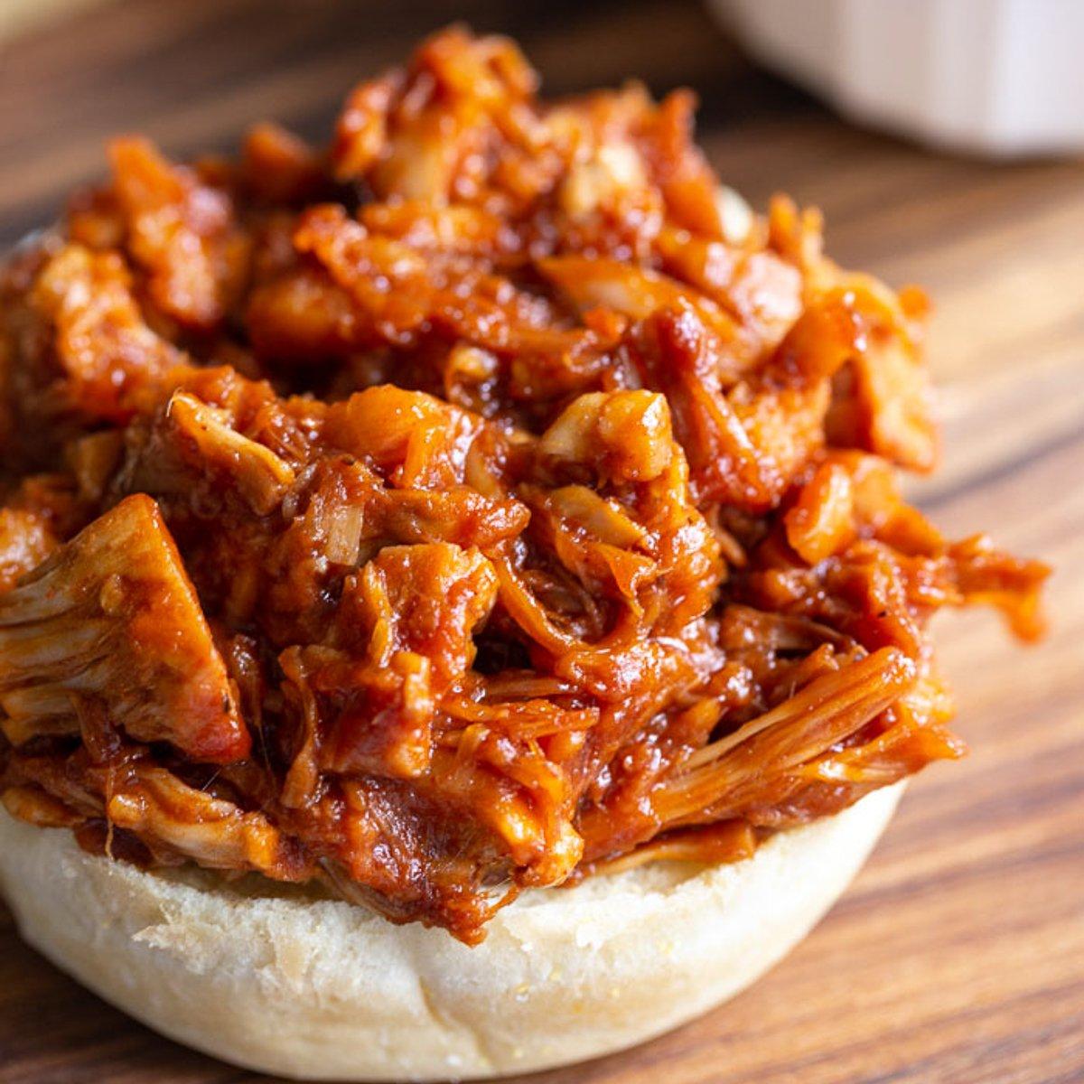 grilled jackfruit with bbq sauce on a grill