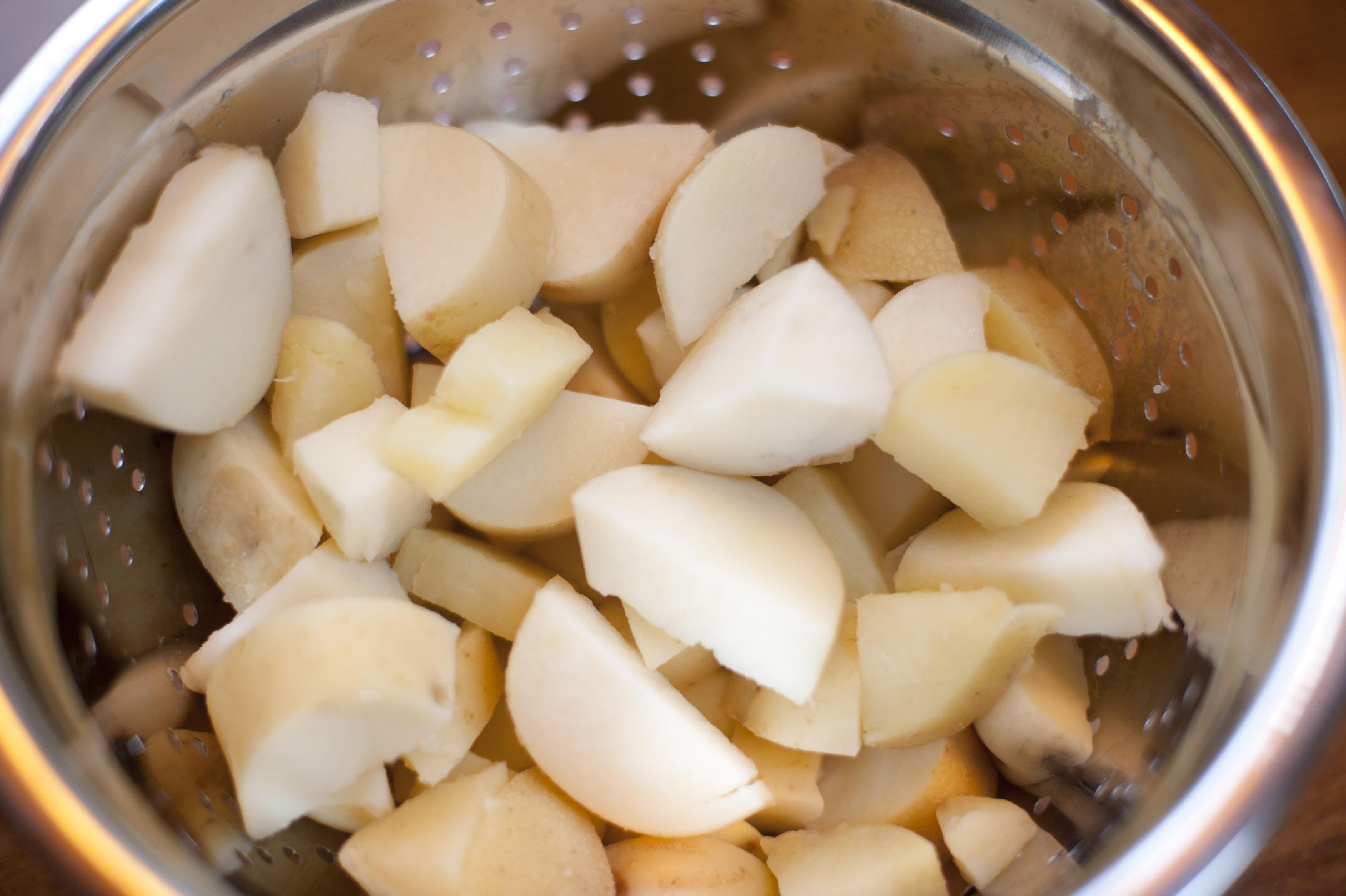 drained potatoes in a colander