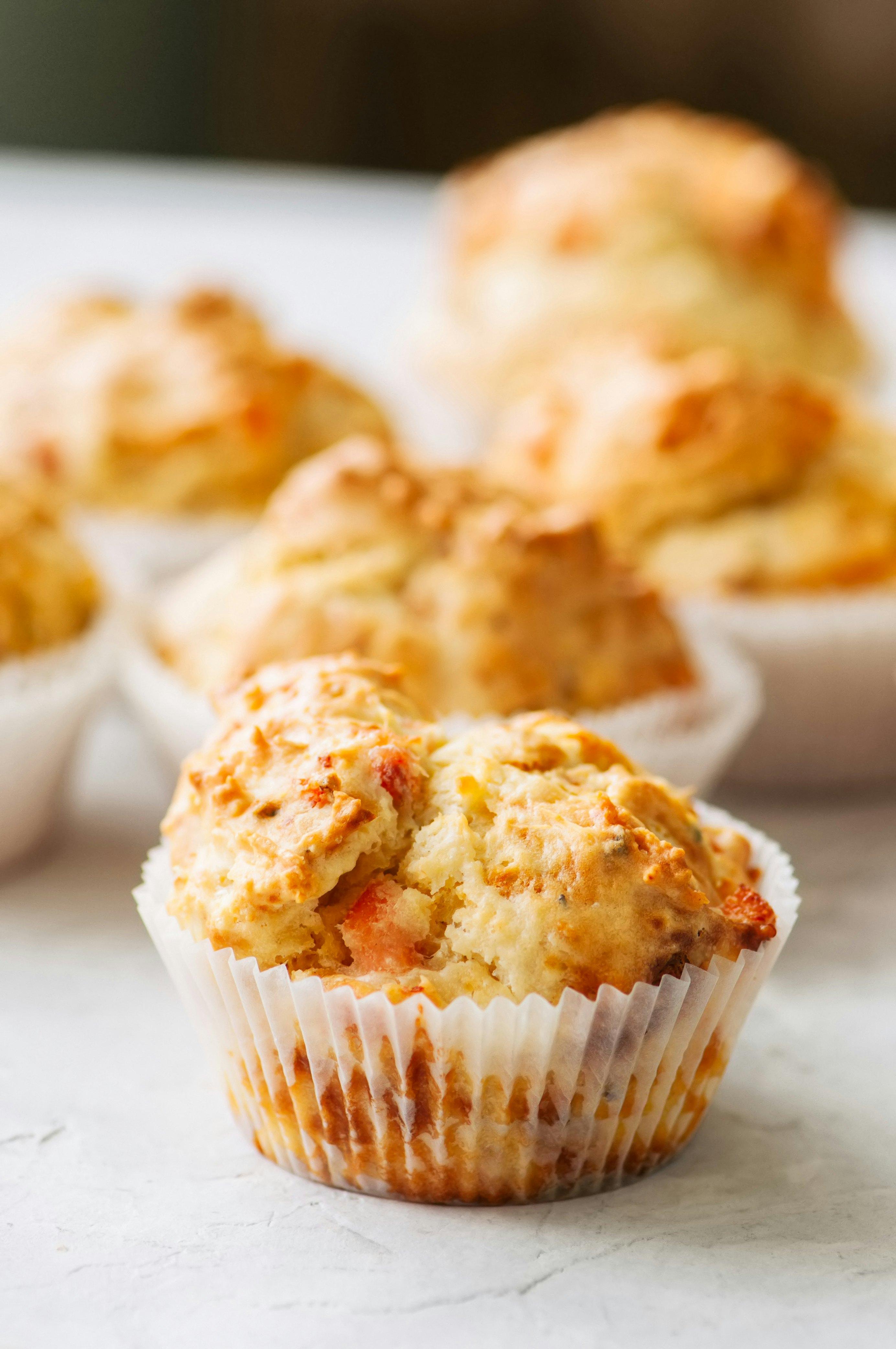 ingredients for savory ham and cheese muffins