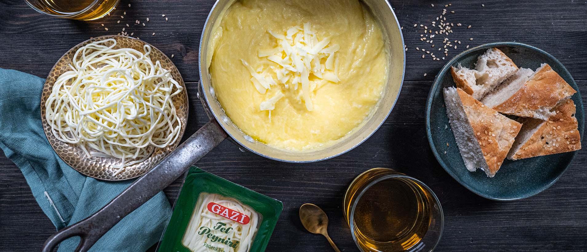 Ingredients for kamut kiss fondue