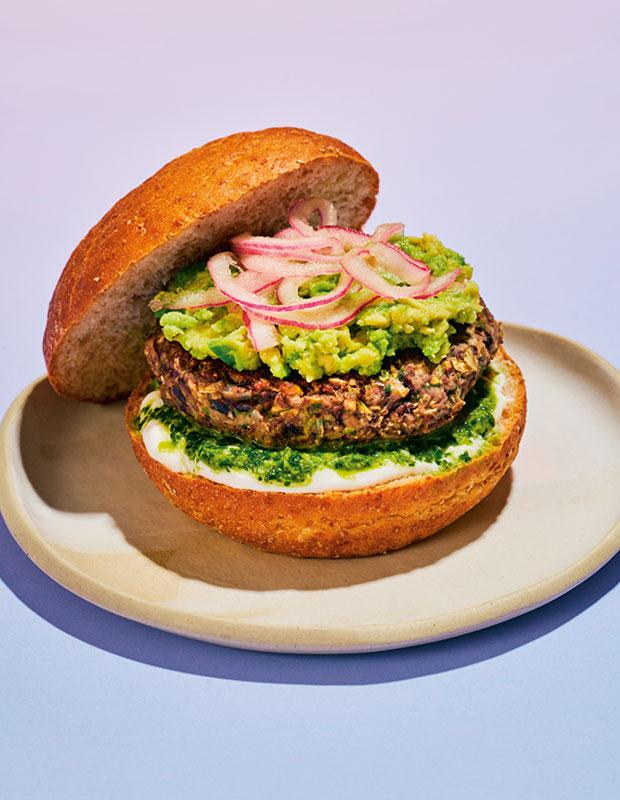 ingredients for lime and black bean burgers