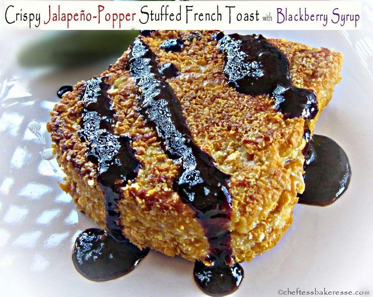 close up view of jalapeno popper french toast slices