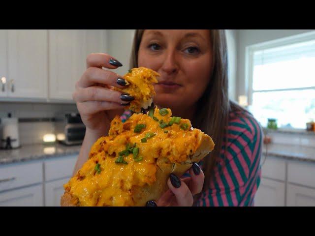 Buffalo chicken tear-away bread ready to be served, game day food