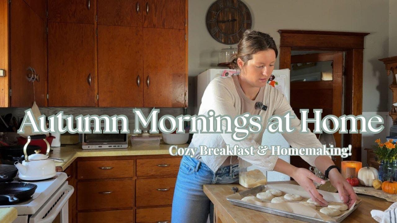 cozy kitchen scene, warm morning light, person enjoying a plate of egg hash