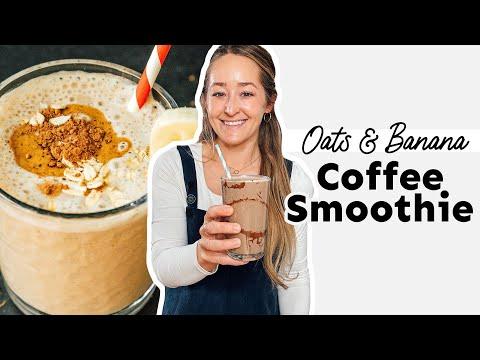 woman enjoying a banana nutmeg smoothie at a cafe