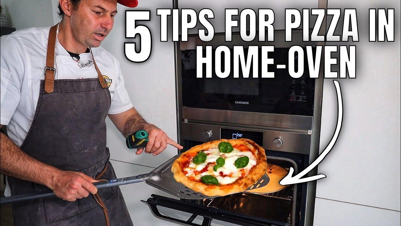 pizza baking in oven