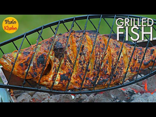 Grilled fish on a barbecue grill