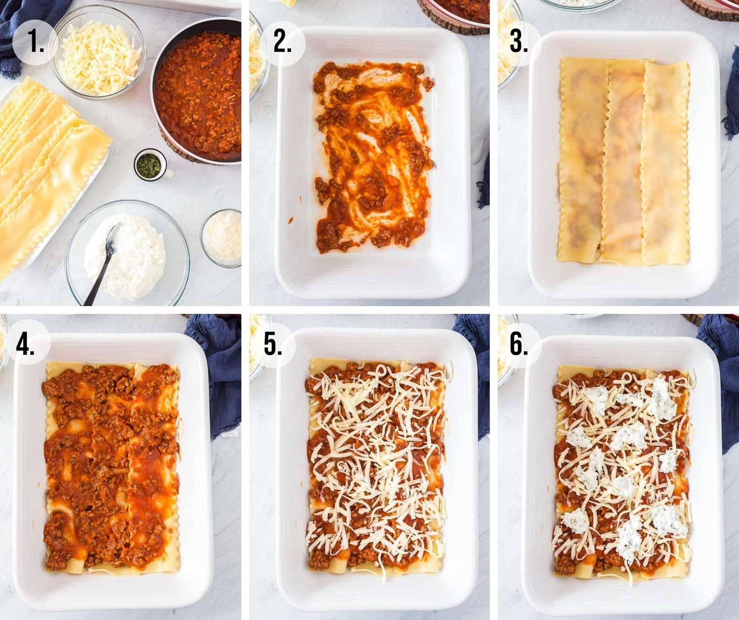 Step by step process of making lasagna