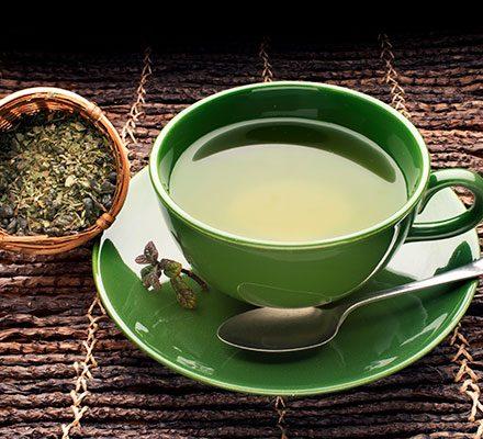 A cup of green tea with health benefits