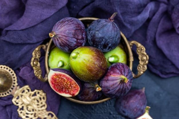 close up of figs in a basket
