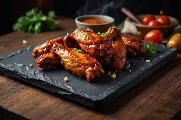 Smoked chicken wings arranged on a serving platter