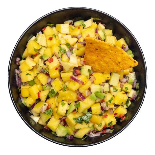 freshly made mango salsa in a bowl
