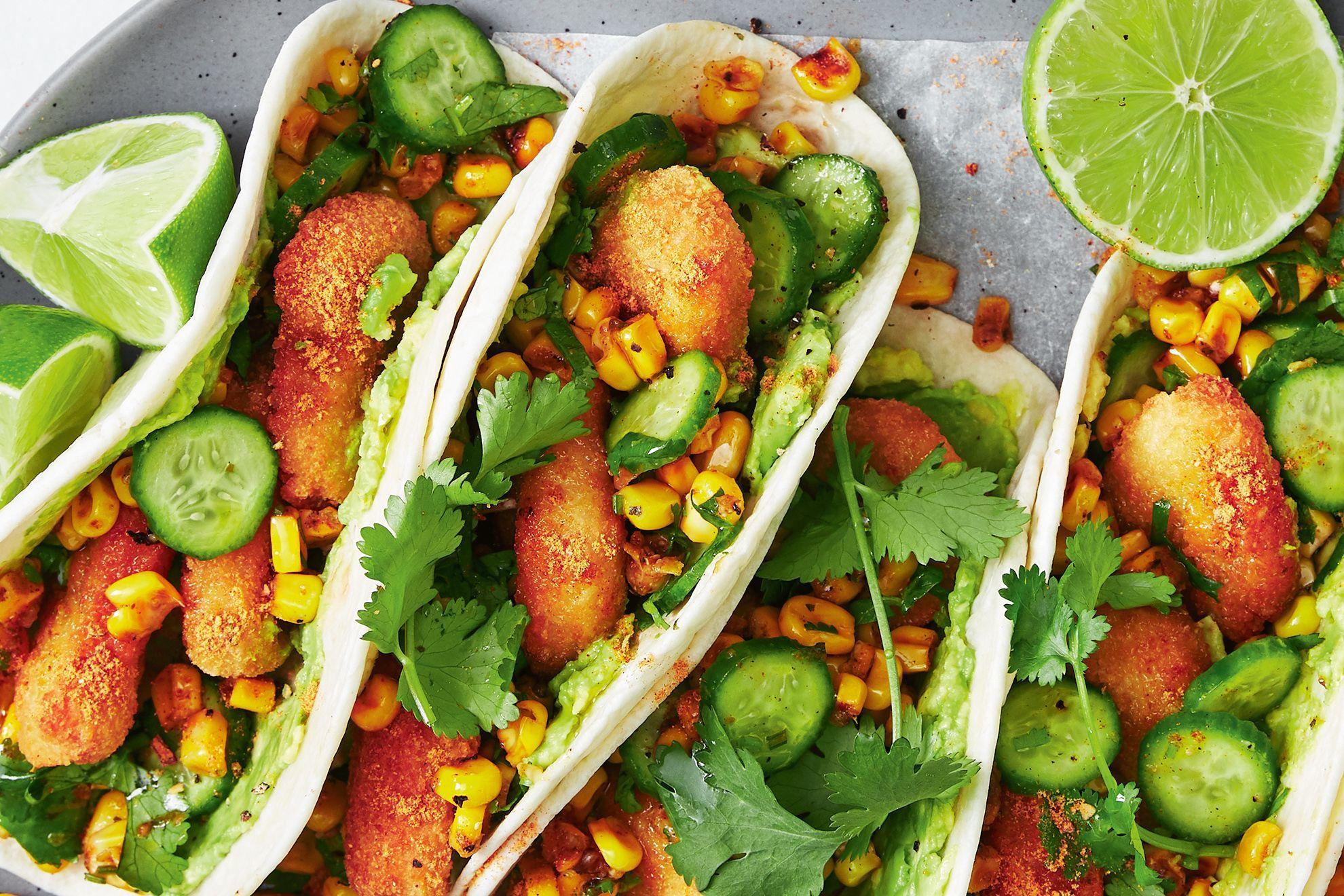 ingredients for making taco seasoned chicken nuggets laid out on a kitchen counter