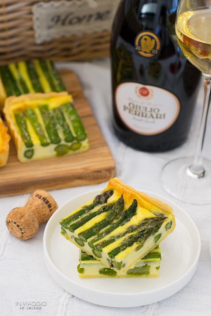Boiled Egg and Asparagus Quiche served on a picnic blanket