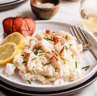 steamed rice with lobster beautifully plated