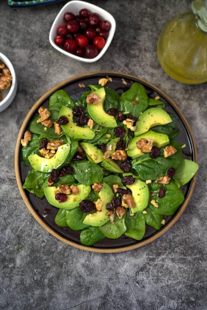 fresh keto avocado cranberry salad