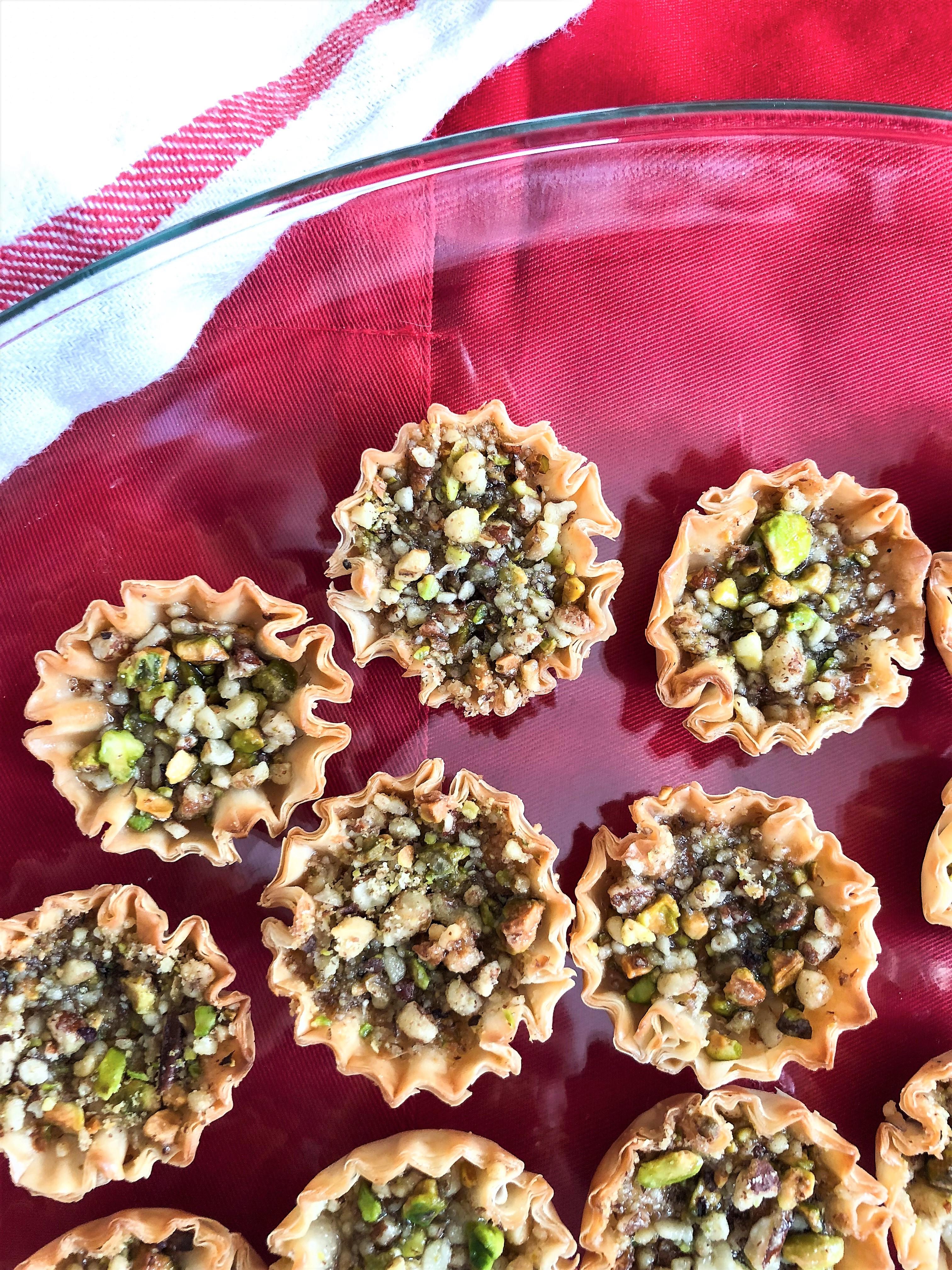 close up shot of lime cilantro baklava bites
