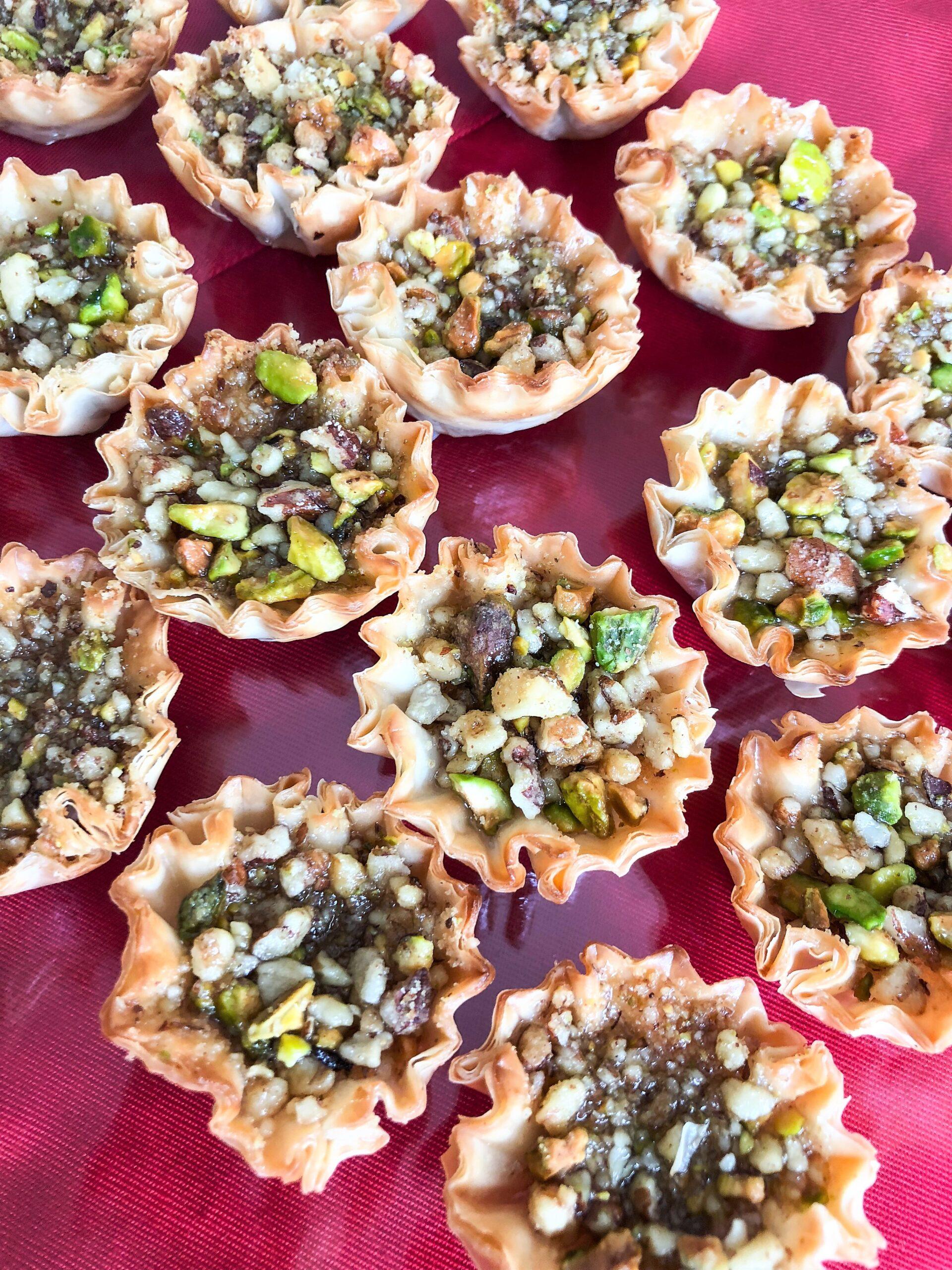 Ingredients for lime cilantro baklava bites laid out on a table