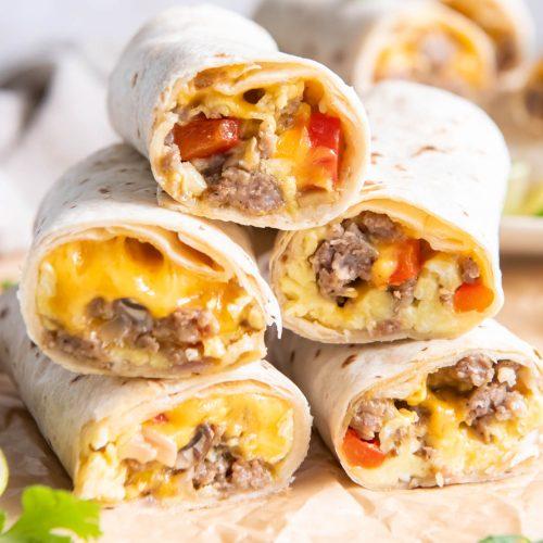 making breakfast burritos