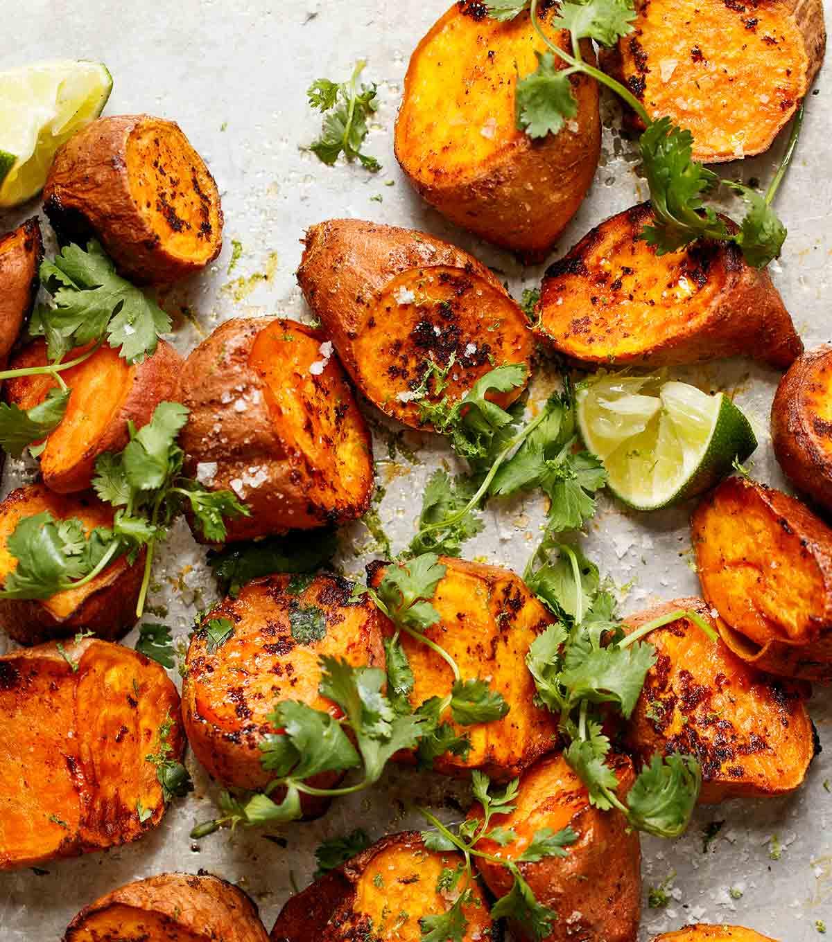 spicy sriracha roasted sweet potatoes
