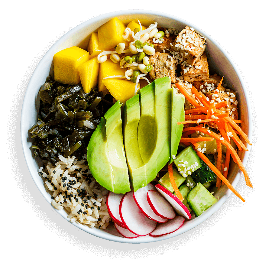 vibrant healthy avocado dinner plate with diverse fresh ingredients
