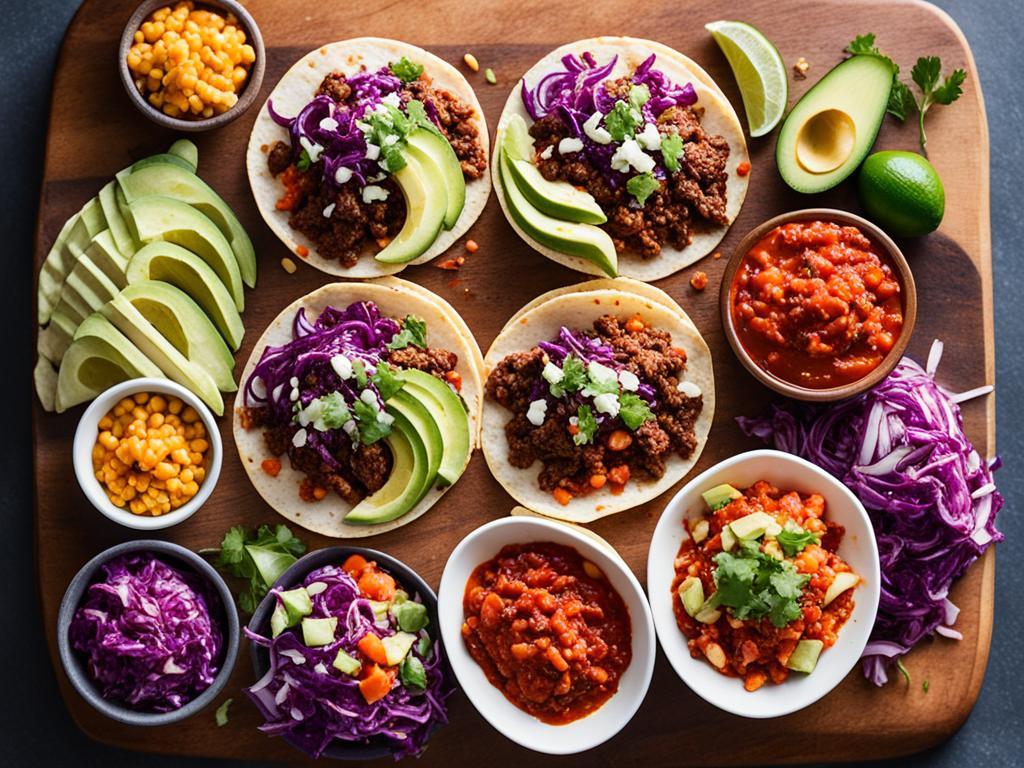 Kimchi Seoul Fire Alarm Tacos, ingredients laid out on a table