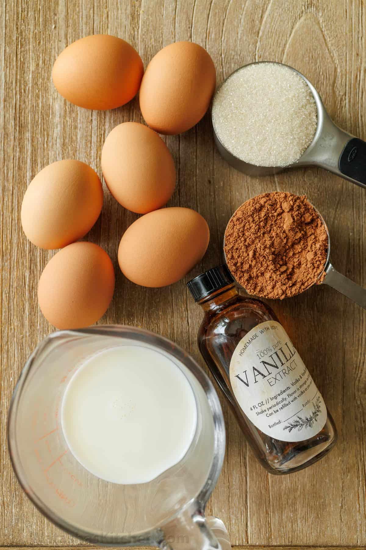 perfectly boiled eggs with a dusting of cocoa powder