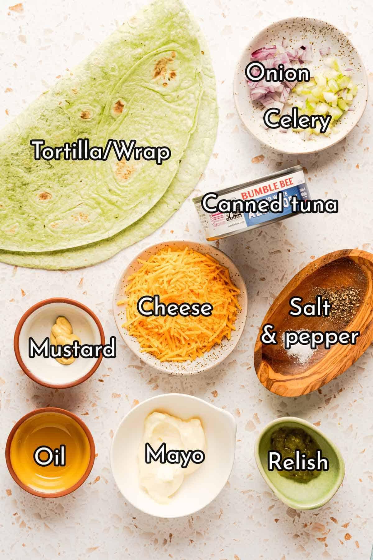ingredients laid out for making Tuna Temptation Roll