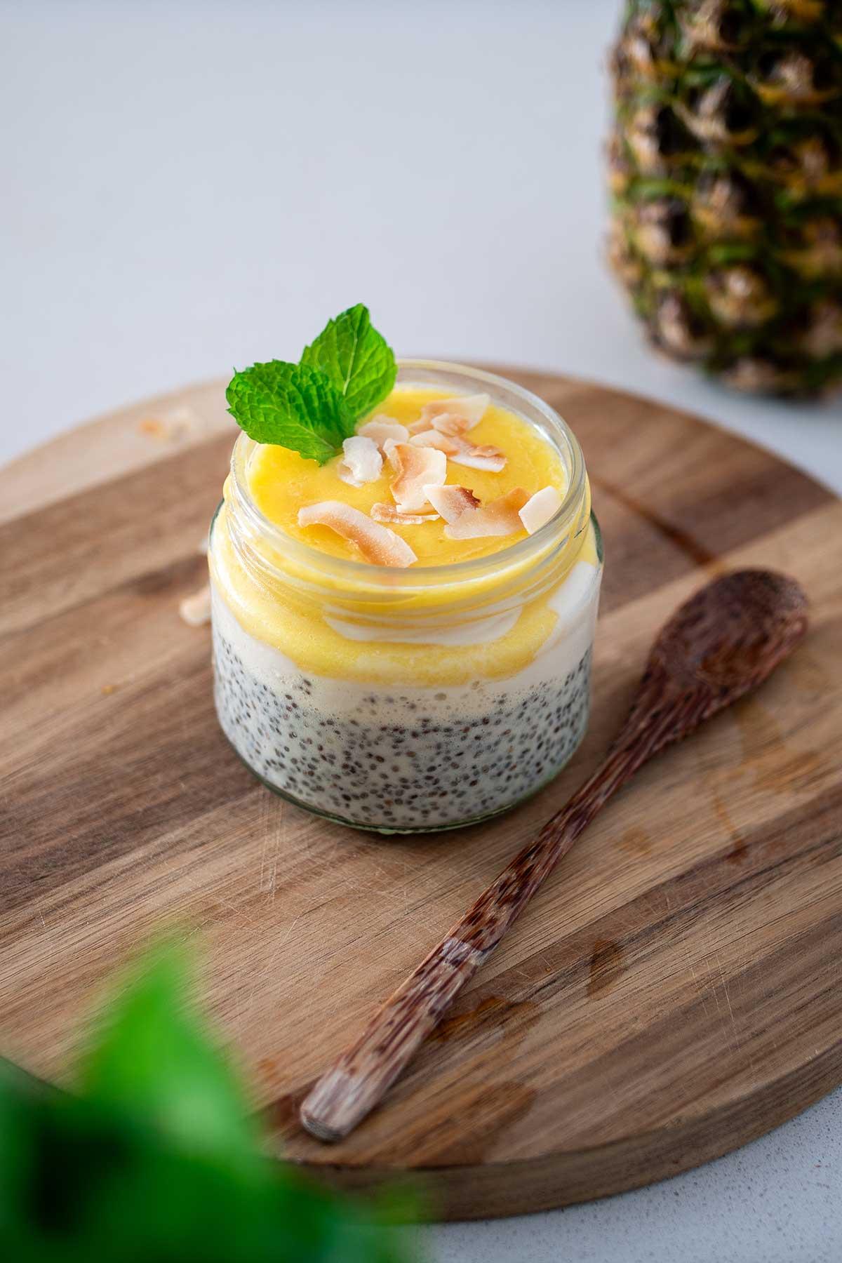 close up of Pina Colada Chia Pudding