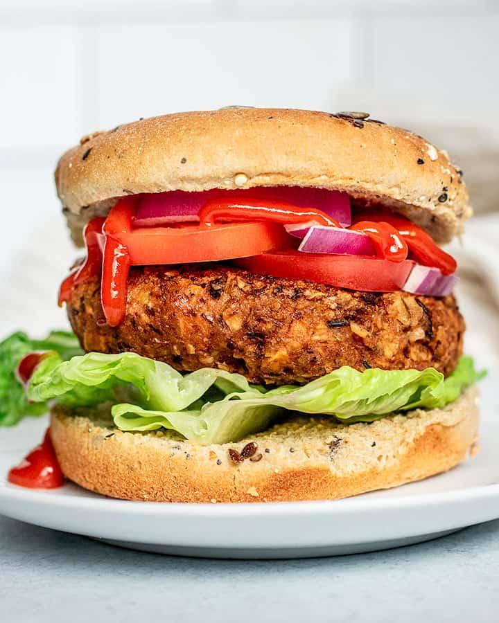 close up of lime and black bean burger patty