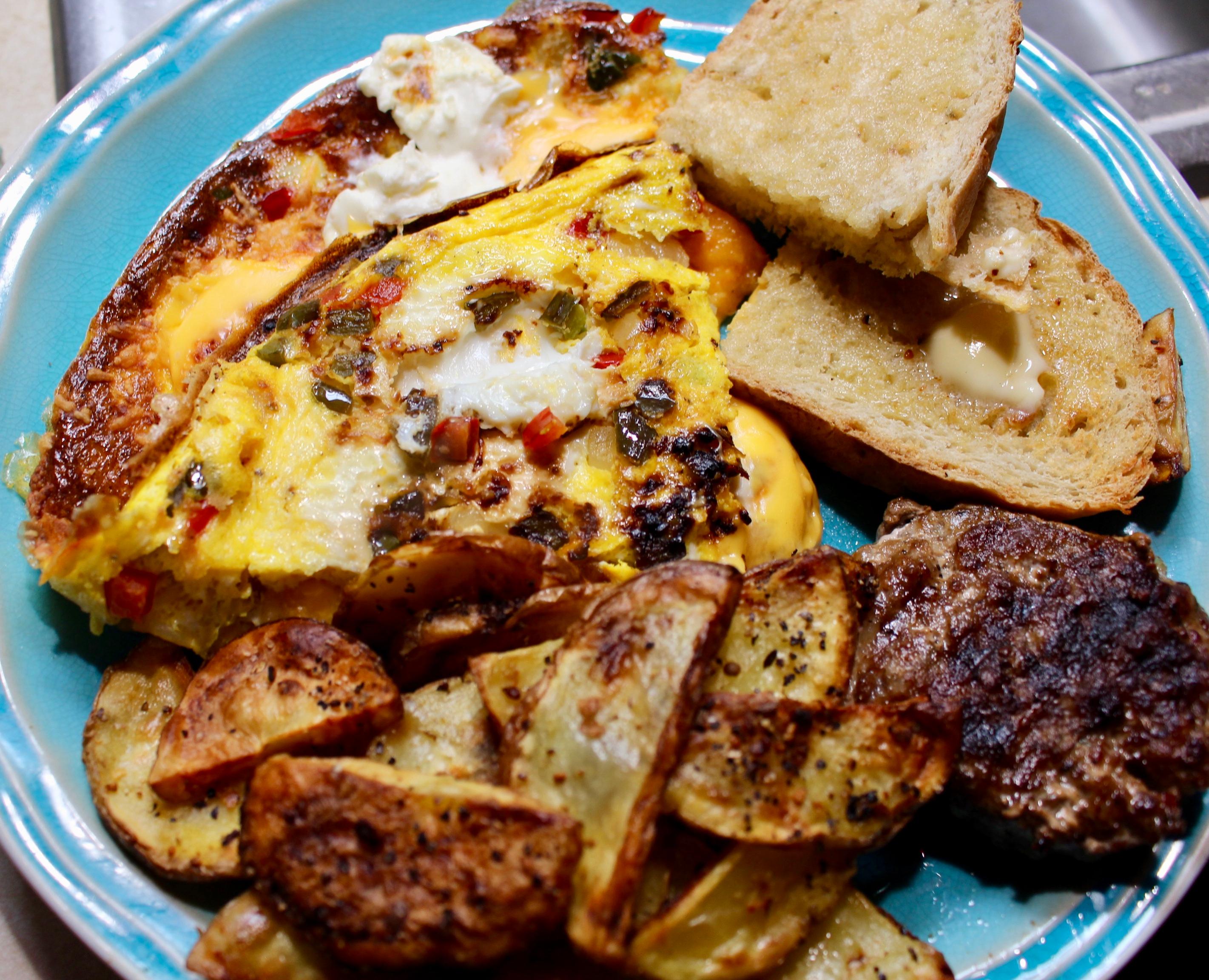 Jalapeño Popper Frittata golden brown and bubbly