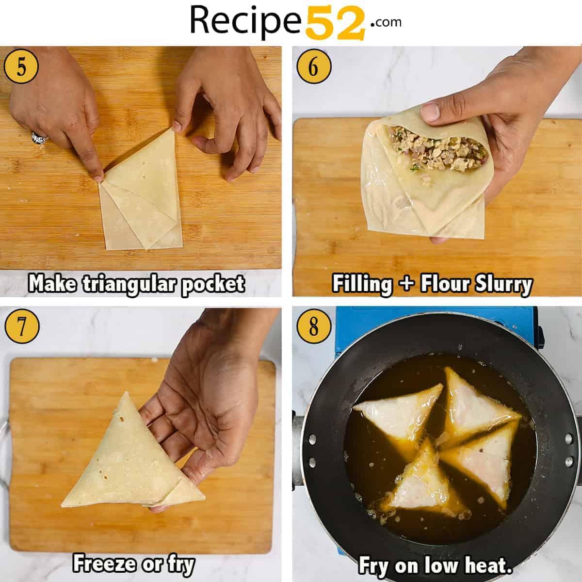 step by step process of making fajita chicken samosas