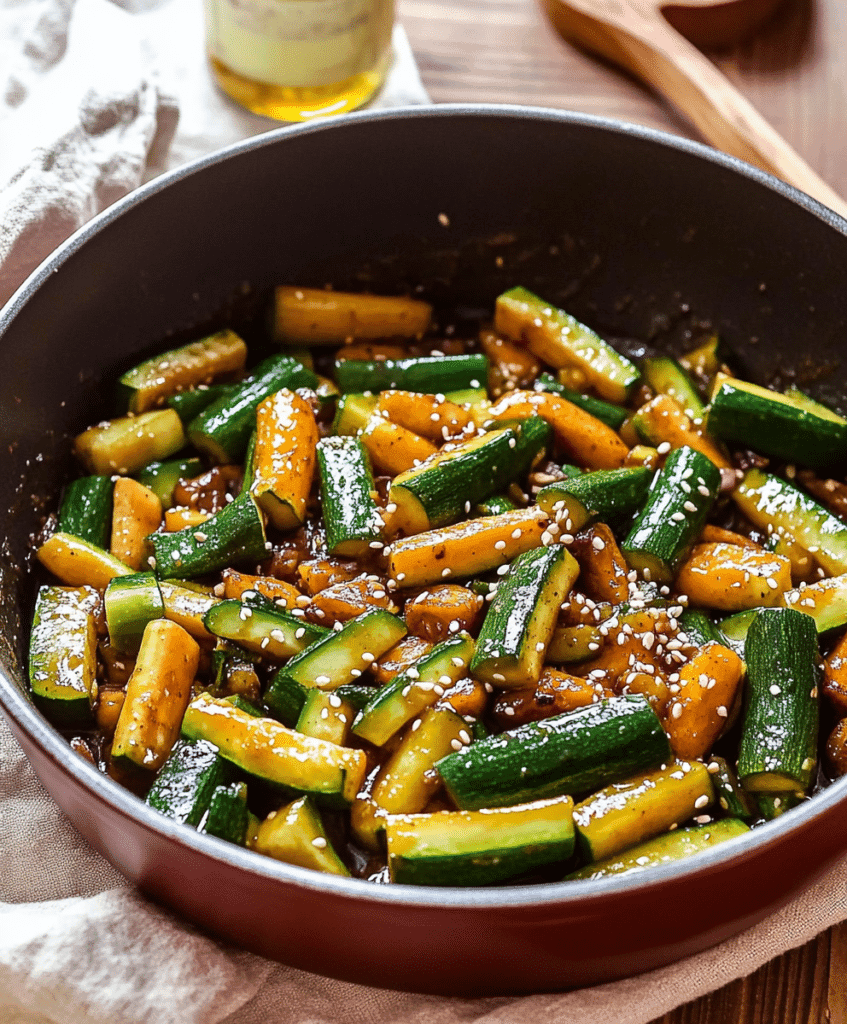 vibrant zucchini stir-fry with colorful vegetables and protein