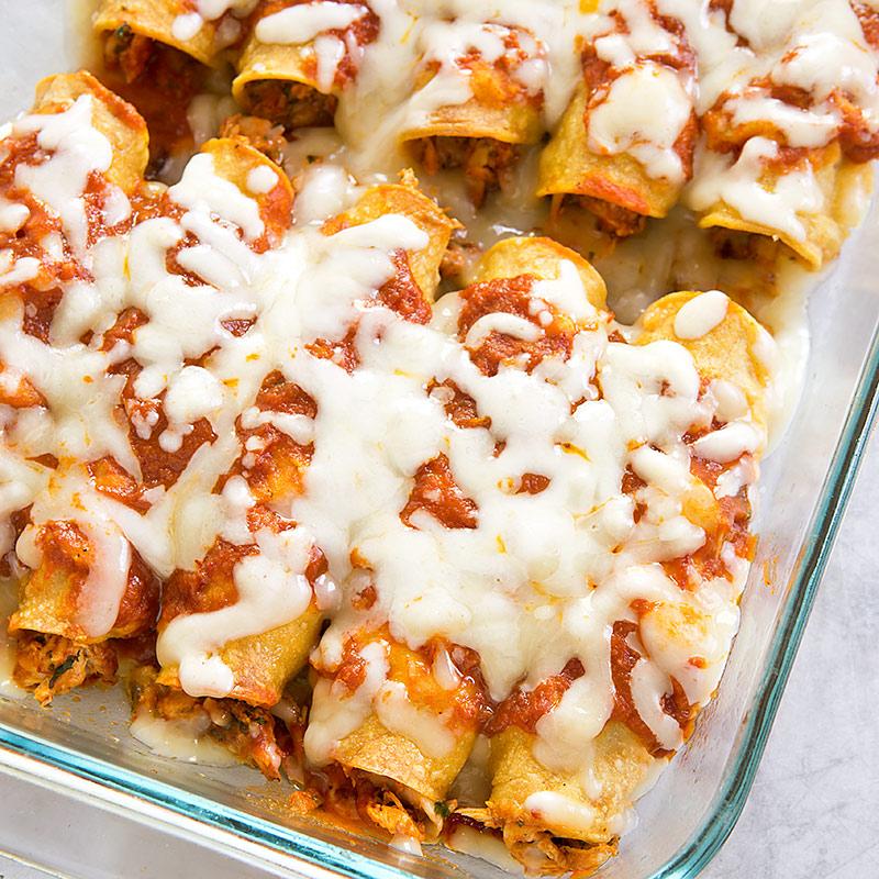 freezer with enchiladas