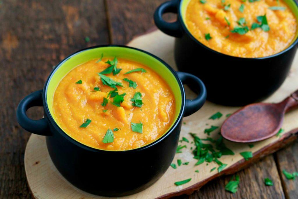 a hearty bowl of roasted vegetable soup